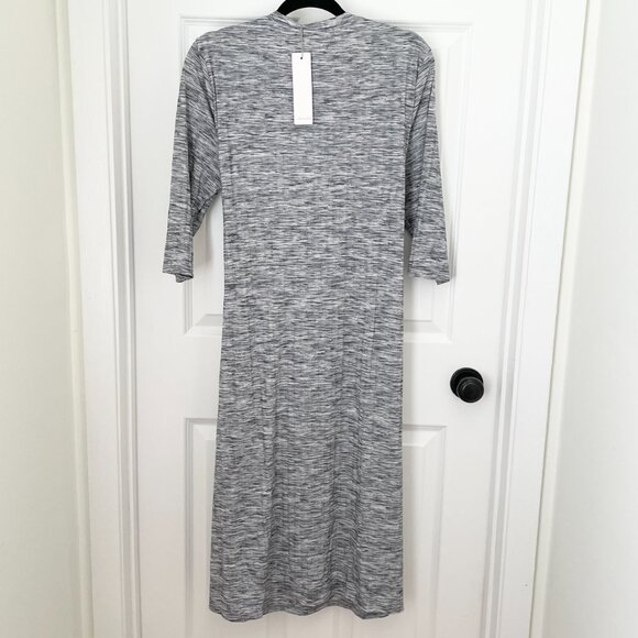 Women Sunny Girl Crew Neck Wrap Midi Dress in Heathered Gray Size 2X - Picture 2 of 9